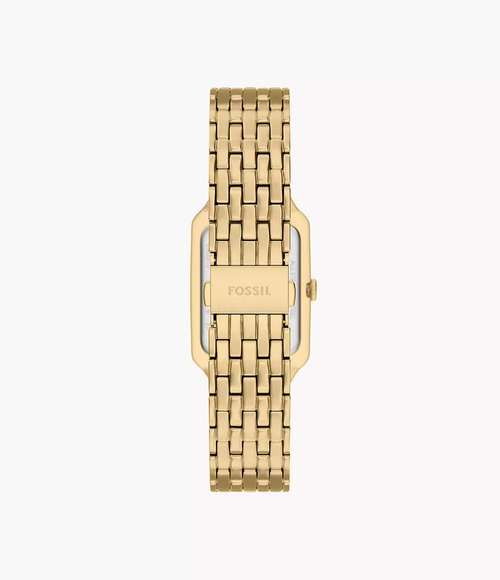 Fossil horloge Raquel 23mm groen quartz staal geel goud PVD afwerking ES5452