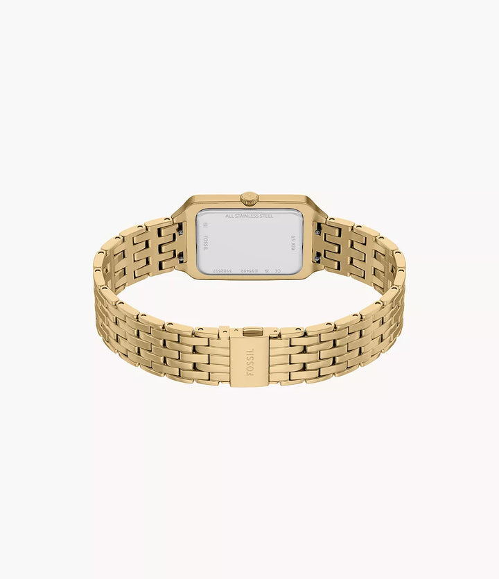 Fossil horloge Raquel 23mm groen quartz staal geel goud PVD afwerking ES5452