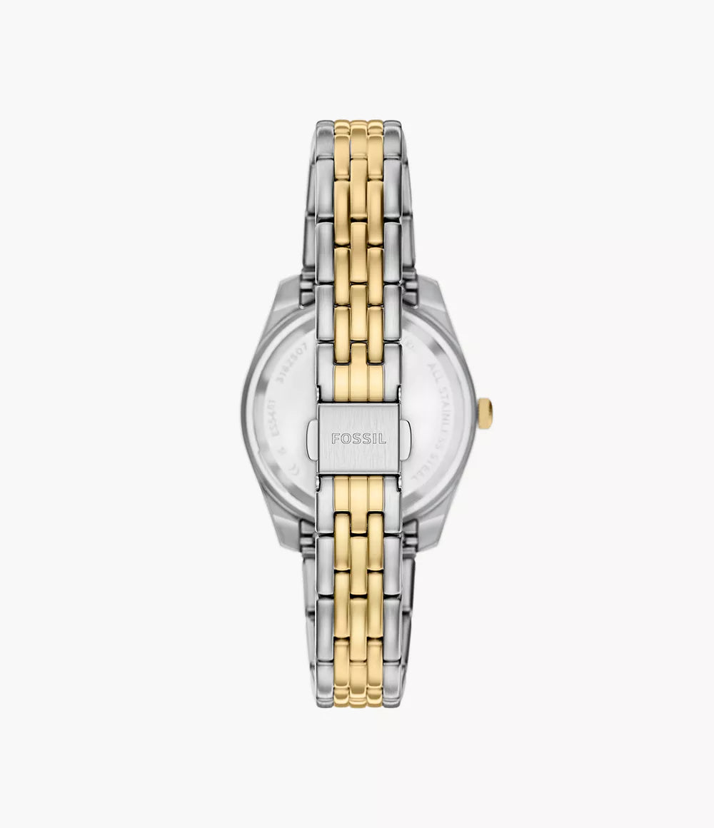 Fossil horloge Scarlette 33mm bordeaux quartz staal PVD afwerking geelgoud ES5461