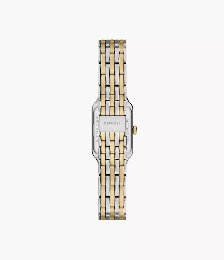 Fossil watch Raquel mini 18mm silver quartz steel PVD yellow gold finish ES5468