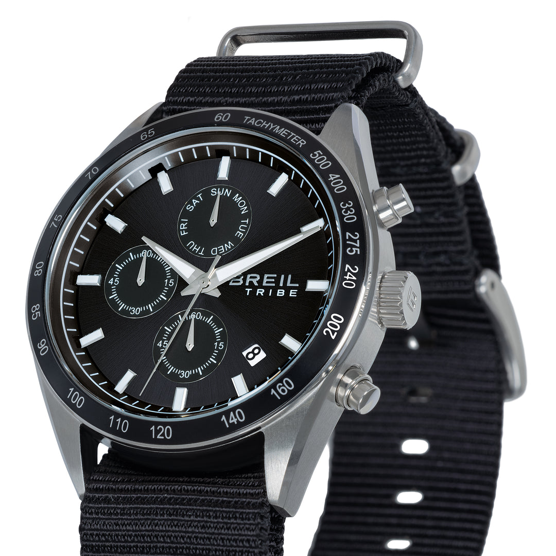 Montre Breil Echo Chrono 42mm acier quartz noir EW0815