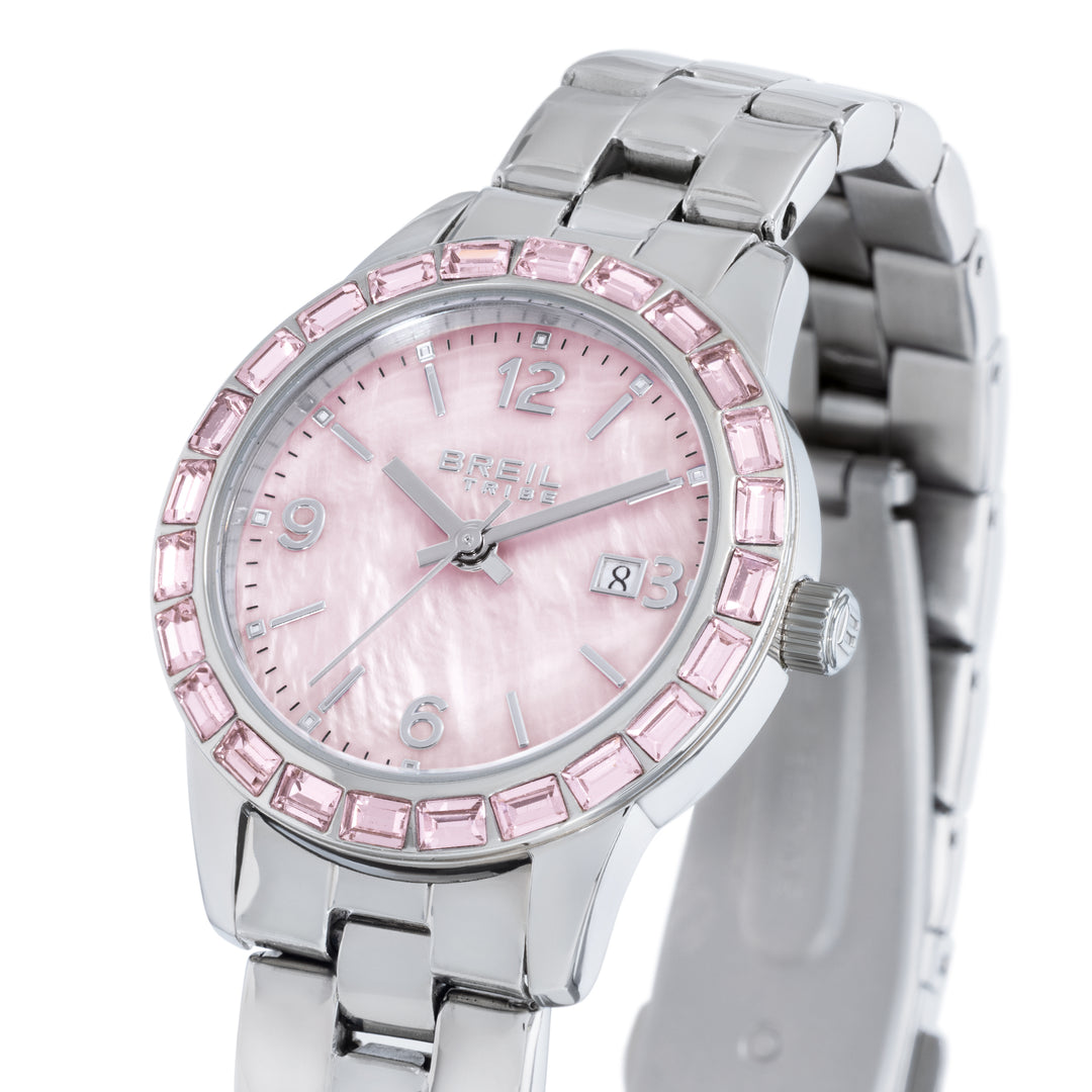 Montre Breil Glow And Go 30mm nacre rose quartz acier EW0824