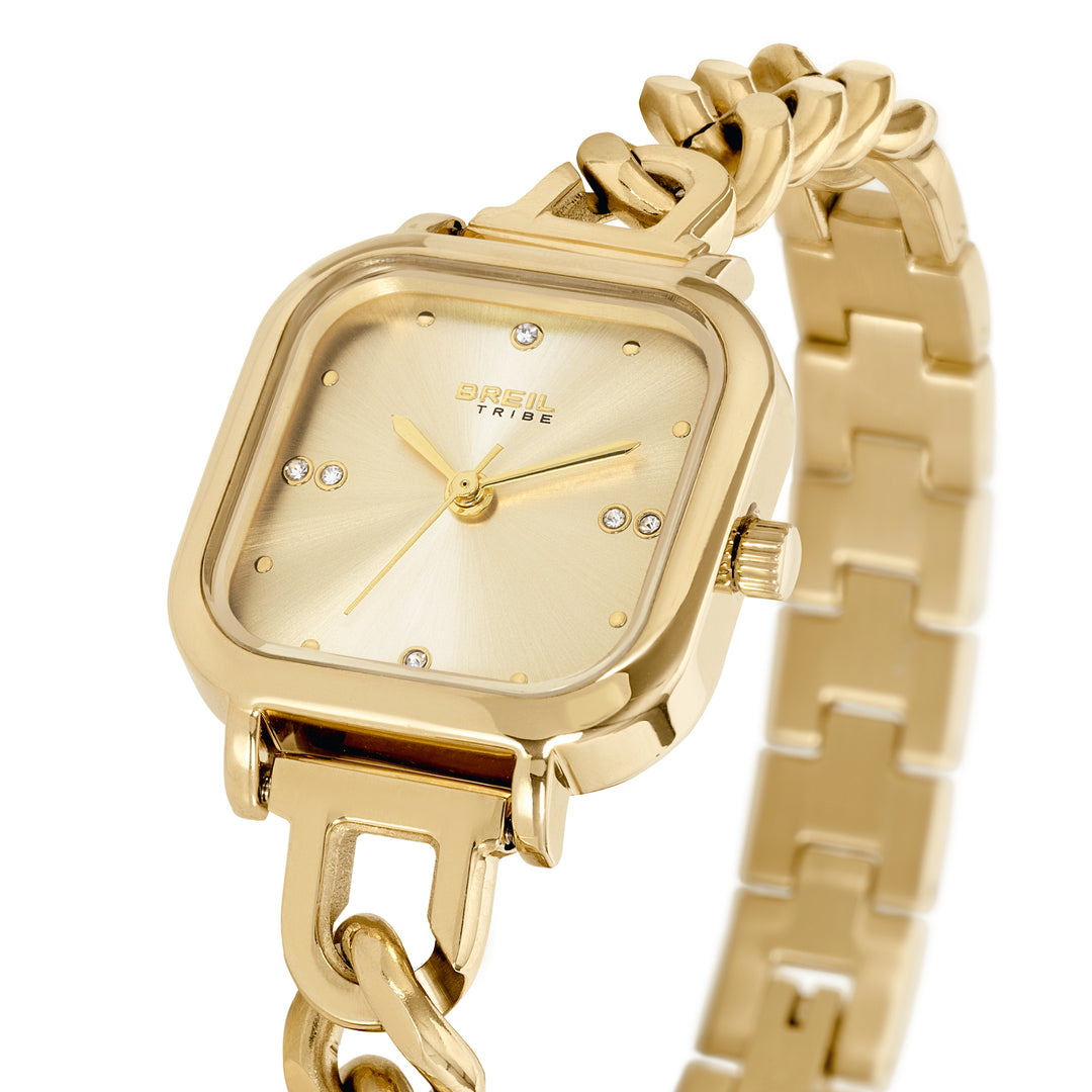 Montre Breil Élise 25x32 mm champagne quartz acier finition or IP EW0834