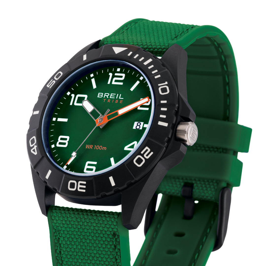 Montre Breil Black Horizon 42mm acier quartz vert finition PVD noir EW0836