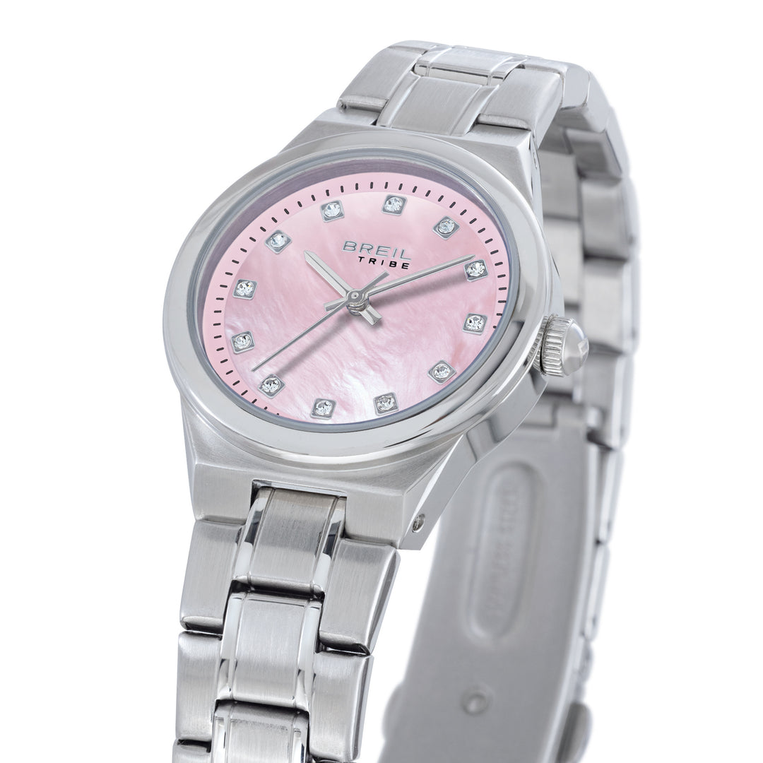 Breil horloge Fiji 30mm roze quartz staal EW0853