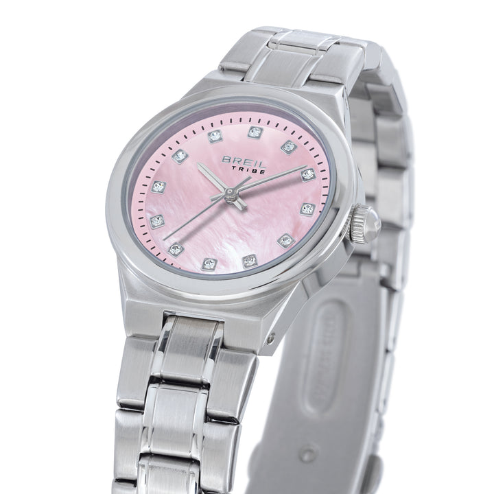 Breil horloge Fiji 30mm roze quartz staal EW0853