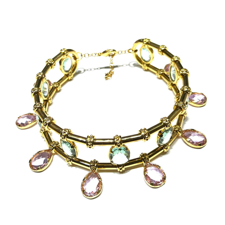 Federica Rossi Bronze-Choker-Halskette, PVD-Finish, 18-karätige Goldkristalle FR.CO.21