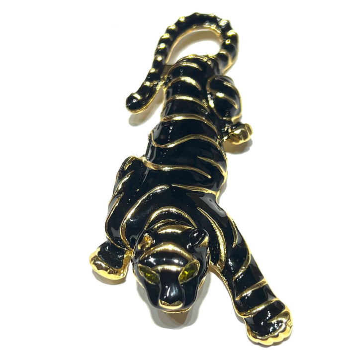 Federica Rossi panther brooch bronze PVD finish 18kt yellow gold enamel FR.SP.04