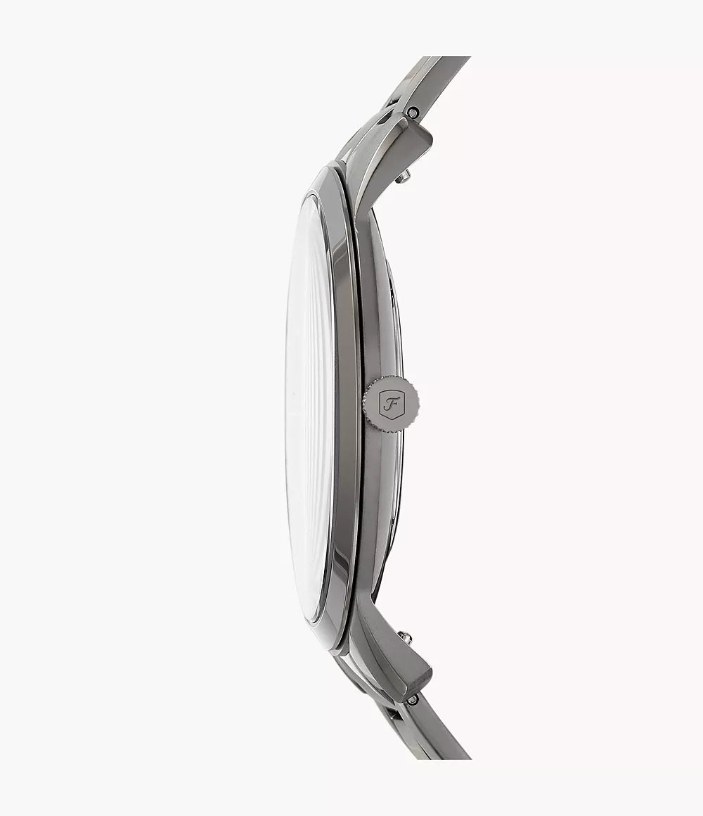 Fossil Minimalistische Uhr 44 mm, grauer Quarzstahl, graues PVD-Finish FS5459