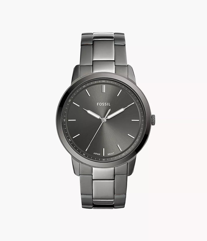 Fossil Minimalistische Uhr 44 mm, grauer Quarzstahl, graues PVD-Finish FS5459