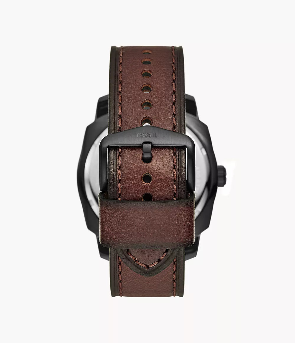 Fossil Machine watch 49mm brown quartz steel black pvd FS5972