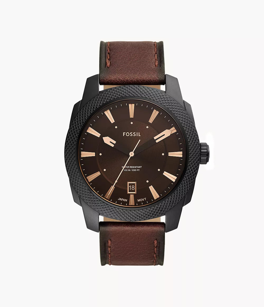 Fossil Machine watch 49mm brown quartz steel black pvd FS5972
