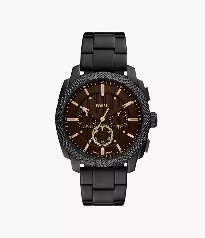 Fossil Machine Chrono Uhr 44 mm, schwarzer Quarzstahl, schwarzes PVS-Finish FS6097