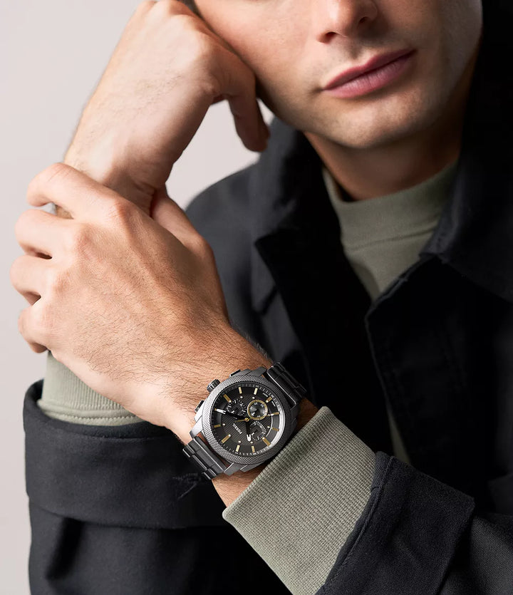 Fossil Machine Chrono-Uhr, 44 mm, grauer Quarzstahl, PVD-Rotguss-Finish FS6160