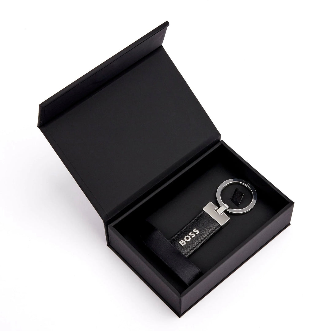 Hugo Boss Classic Black Granulated Keyring HAK416A