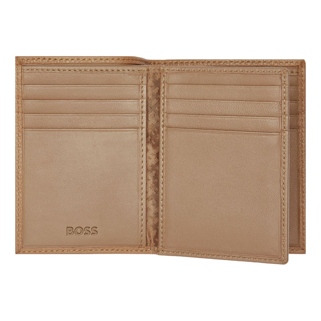 Hugo Boss Trifold Card Holder Classic Grained Camel HLF416X