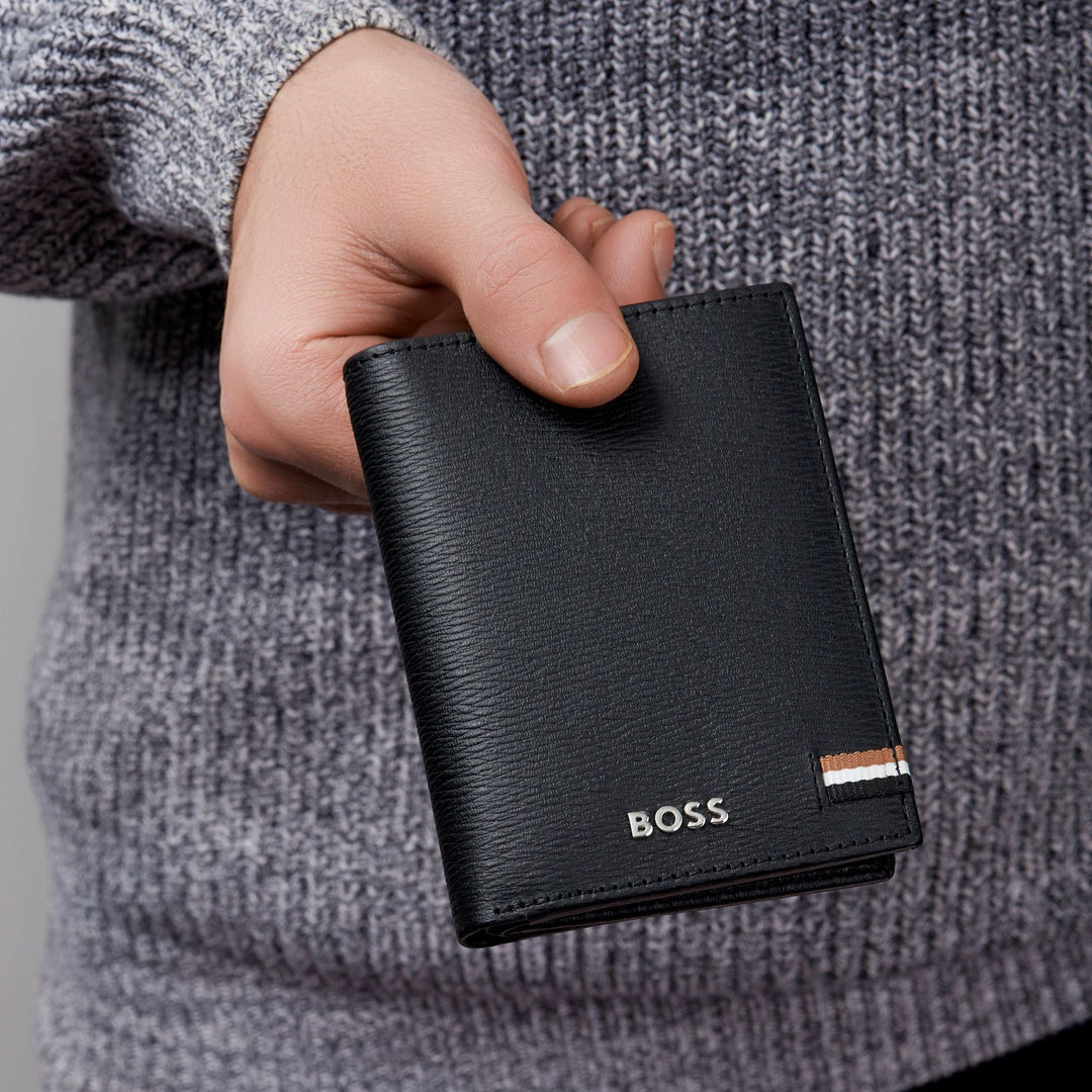 Hugo Boss Iconische driebladige kaarthouder zwart HLF421A