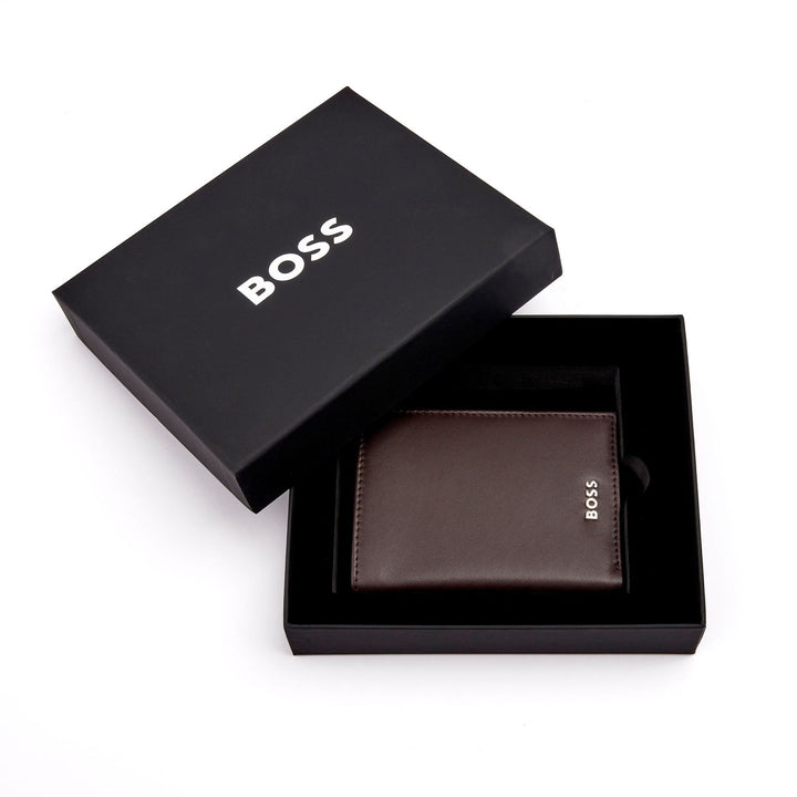 Hugo Boss Kaarthouder met klep en geldzakje Classic Smooth Brown HLG403Y