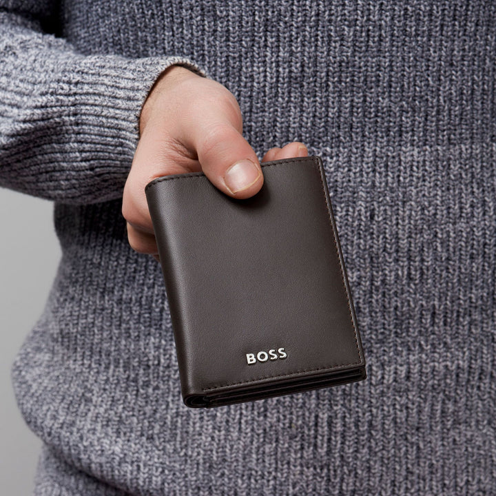 Hugo Boss Kaarthouder met klep en geldzakje Classic Smooth Brown HLG403Y