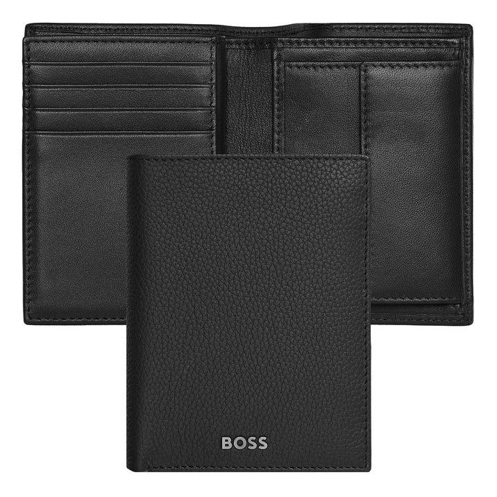 Hugo Boss Kartenhalter mit Klappe und Geldfach Classic Grained Black HLG416A
