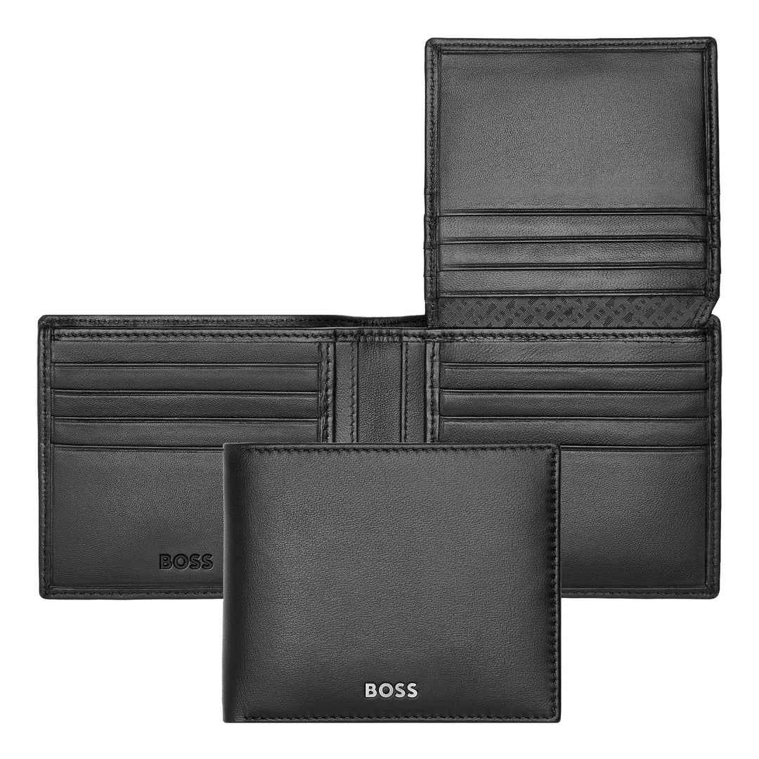 Hugo Boss Portefeuille classique à rabat lisse Noir HLY403A