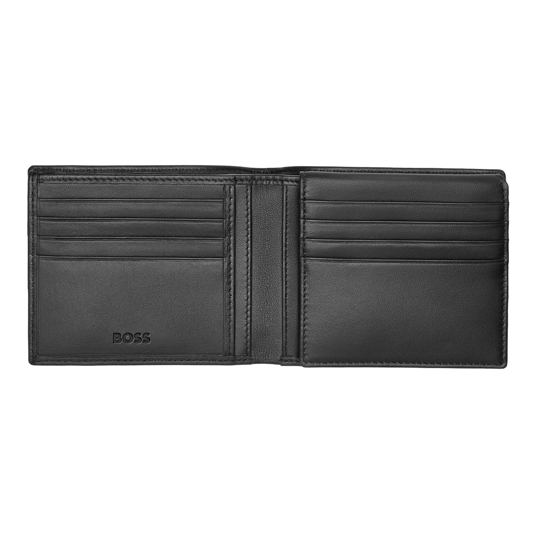Hugo Boss Portefeuille classique à rabat lisse Noir HLY403A