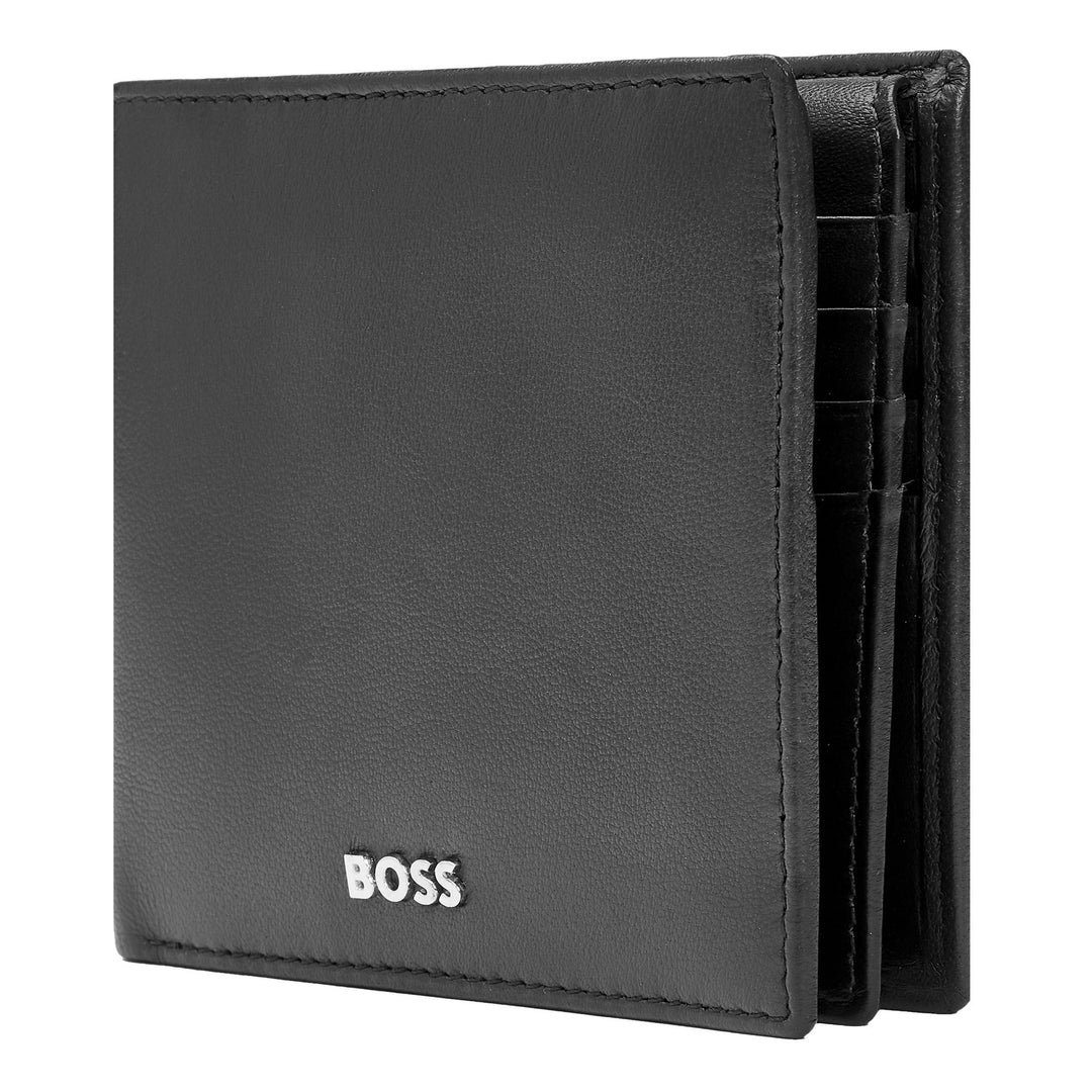 Hugo Boss Portefeuille classique à rabat lisse Noir HLY403A