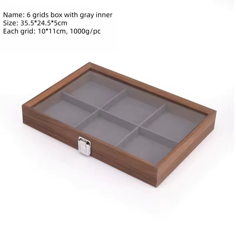 Capodagli walnut wood jewelery box with 6 compartments, dark gray interior CPD-BOX-6