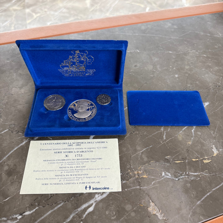 Silver coin set 5th centenary of discovery of America 1492-1992