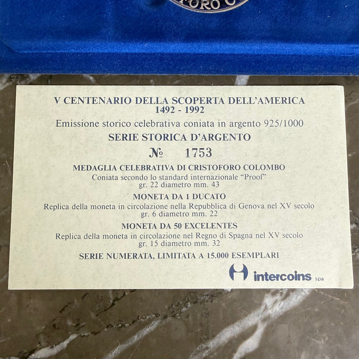 Silver coin set 5th centenary of discovery of America 1492-1992