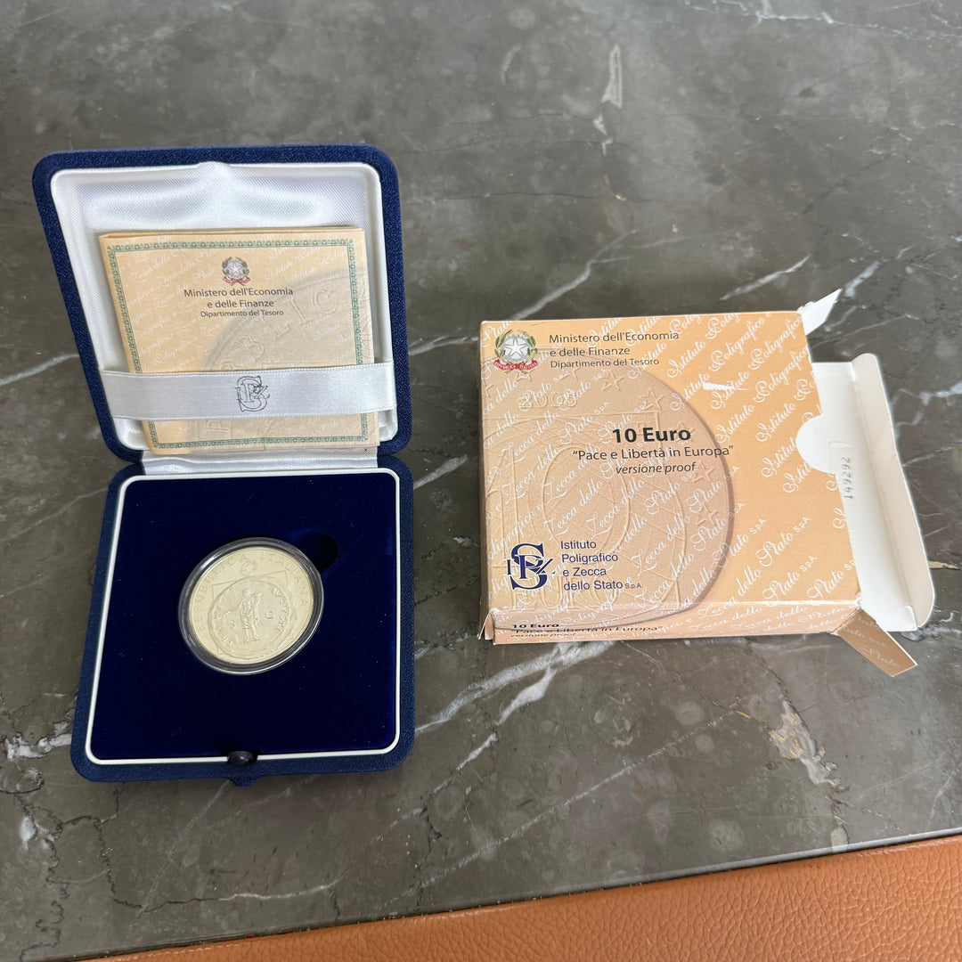 10-Euro-Silbermünze „Frieden und Freiheit in Europa“ in polierter Platte