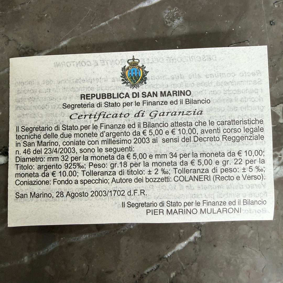 Silbermünzen 5 € 10 € Olympische Spiele der Republik San Marino 2004