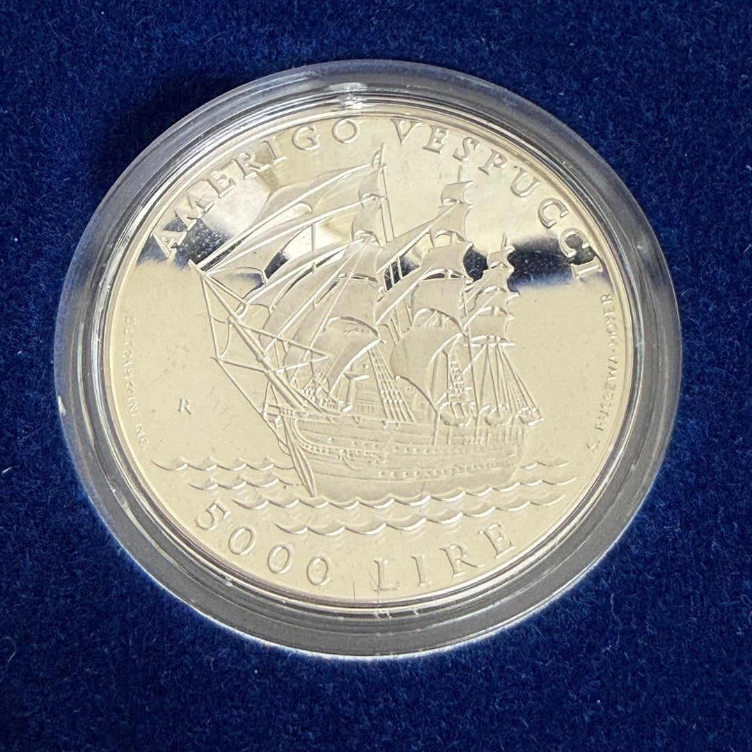Zilveren munten 5000 10000 Lire Republiek San Marino Amerigo Vespucci 1995
