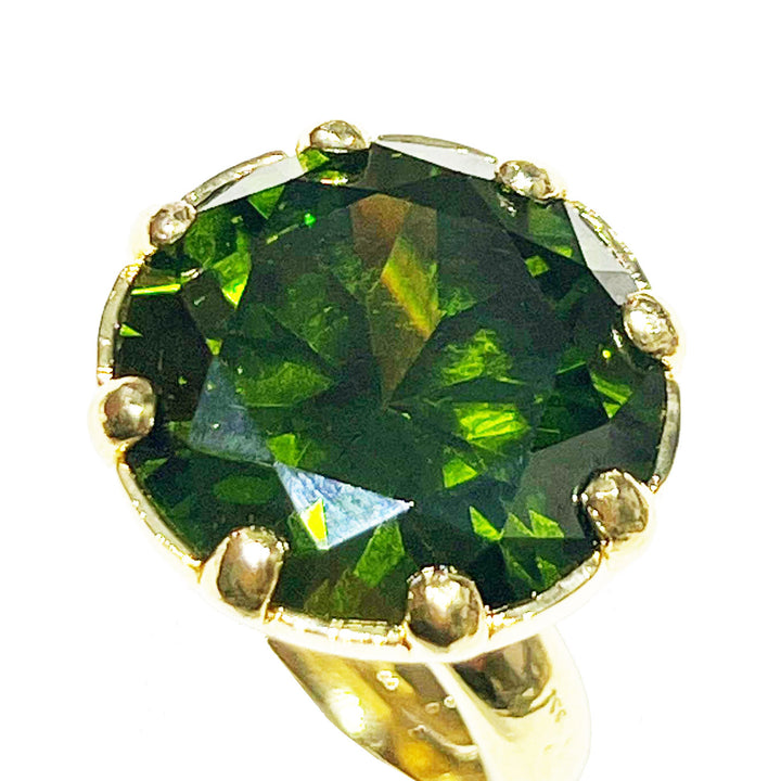 Federica Rossi Cocktailring brons PVD afwerking 18kt goud groen kristal FR.AN.01