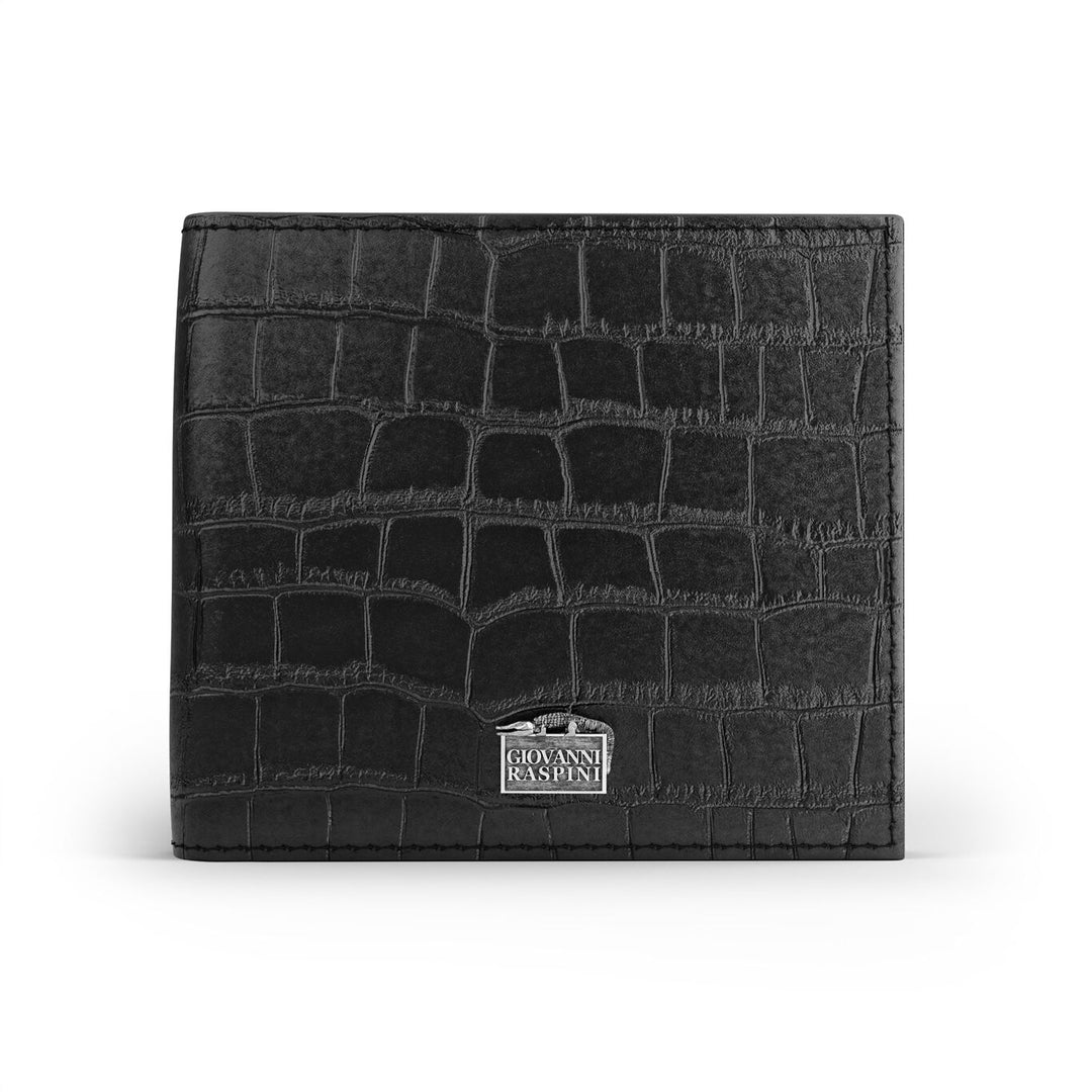 Giovanni Raspini Geldbörse aus schwarzem Krokoleder 925er Silber L0024