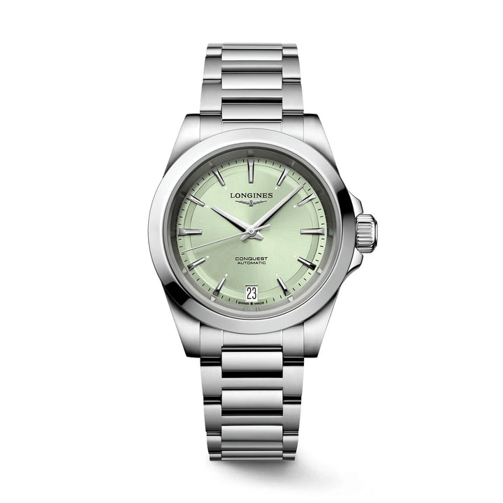 Longines Conquest 34mm green automatic steel watch L3.430.4.02.6