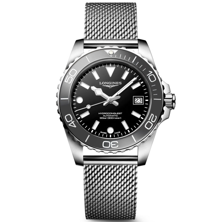 Longines Hydroconquest 42mm black automatic steel watch L3.788.4.70.6