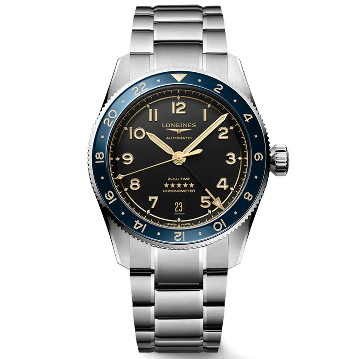 Montre Longines Spirit Zulu Time 39mm anthracite automatique acier L3.802.4.60.6