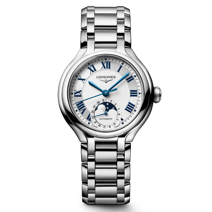 Longines Primaluna Moonphase horloge 34mm zilver automatisch staal L8.126.4.71.6