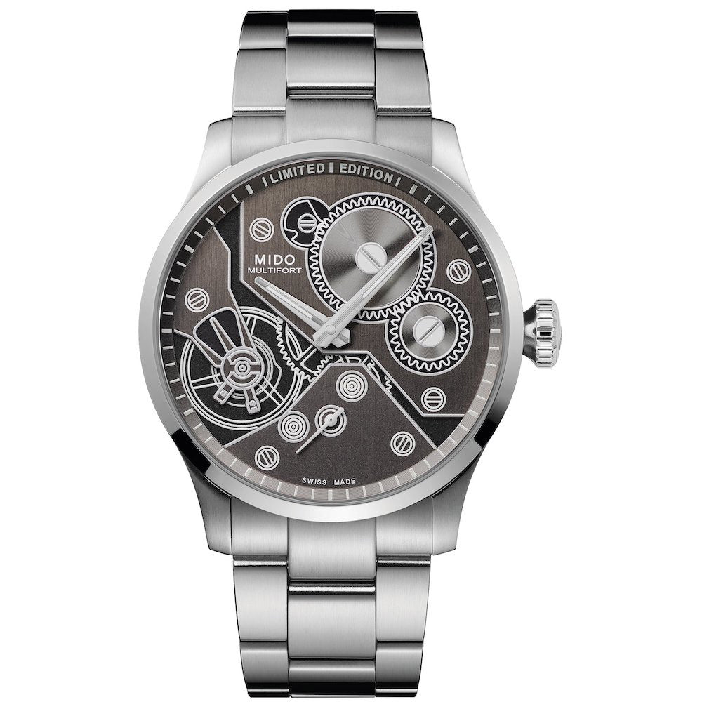 Mido Multifor Mechanical Watch Limited Edition 999 Pieces 44mm Anthracite Charge Manual Steel M038.605.11.060.00