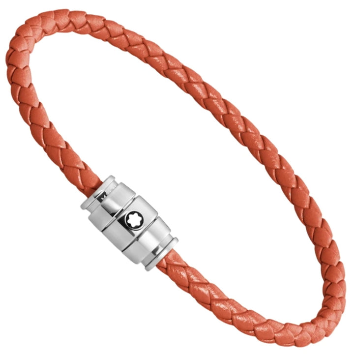 Montblanc 3-ring stalen en Meisterstück Cayenne lederen armband maat S 13429160