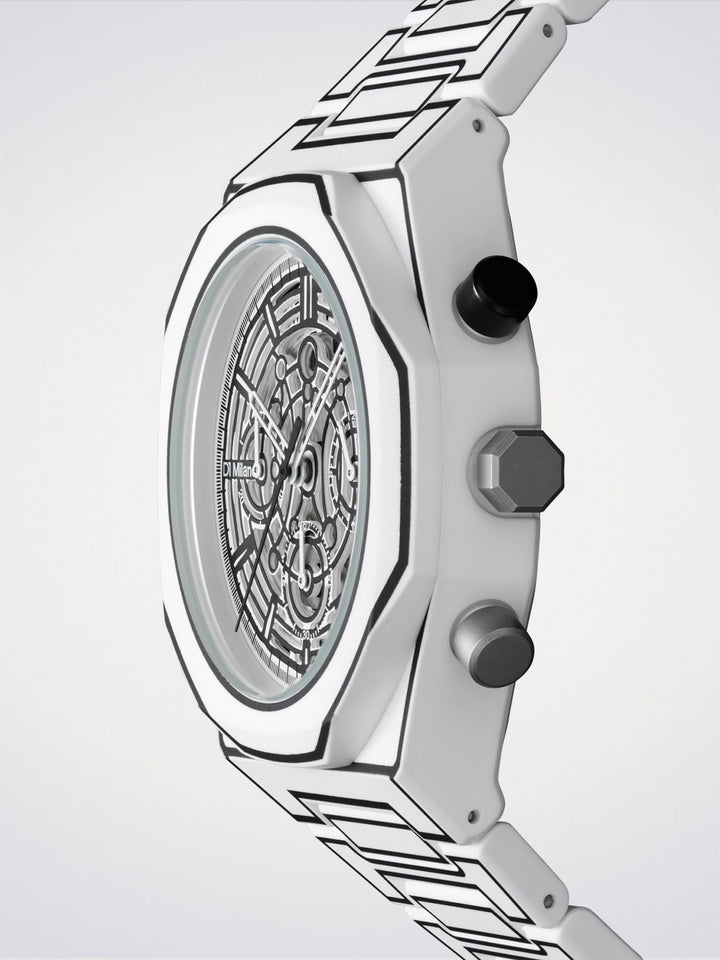 D1 Milano White Sketch Polychrono 40.5 mm D1-PHBJ13
