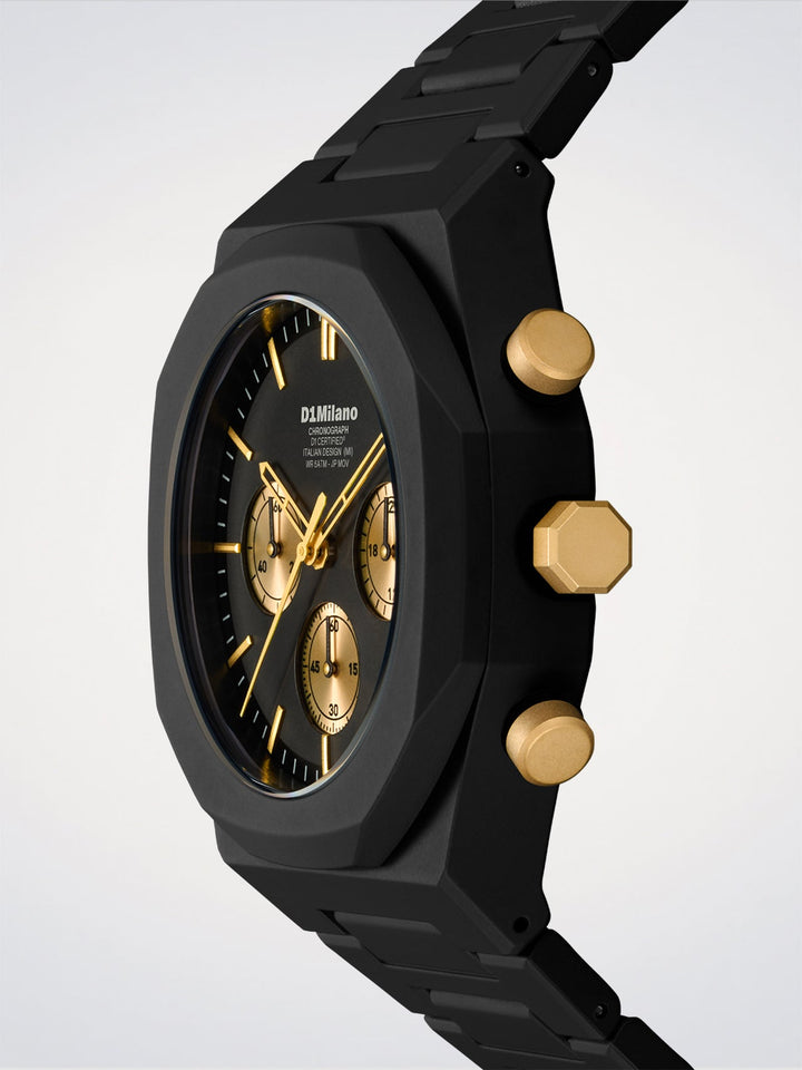 D1 Milano verguld solar polychrono horloge 40,5 mm D1-PHBJ16