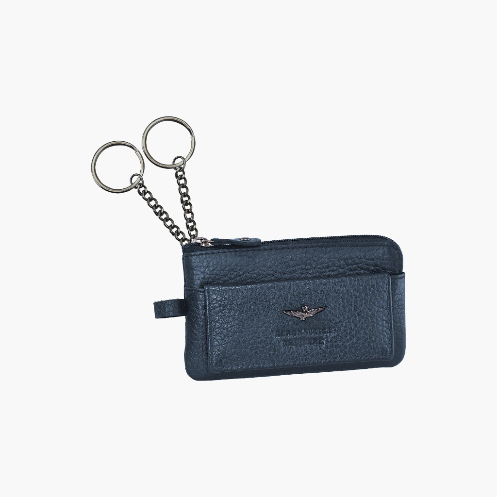 Soft leather zip key ring AM189-BL