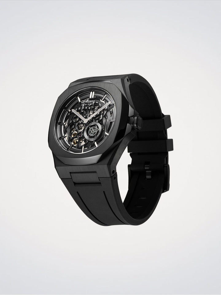 D1 Milano Jet Black Skelettgummi 41,5 mm D1-SKRJ17