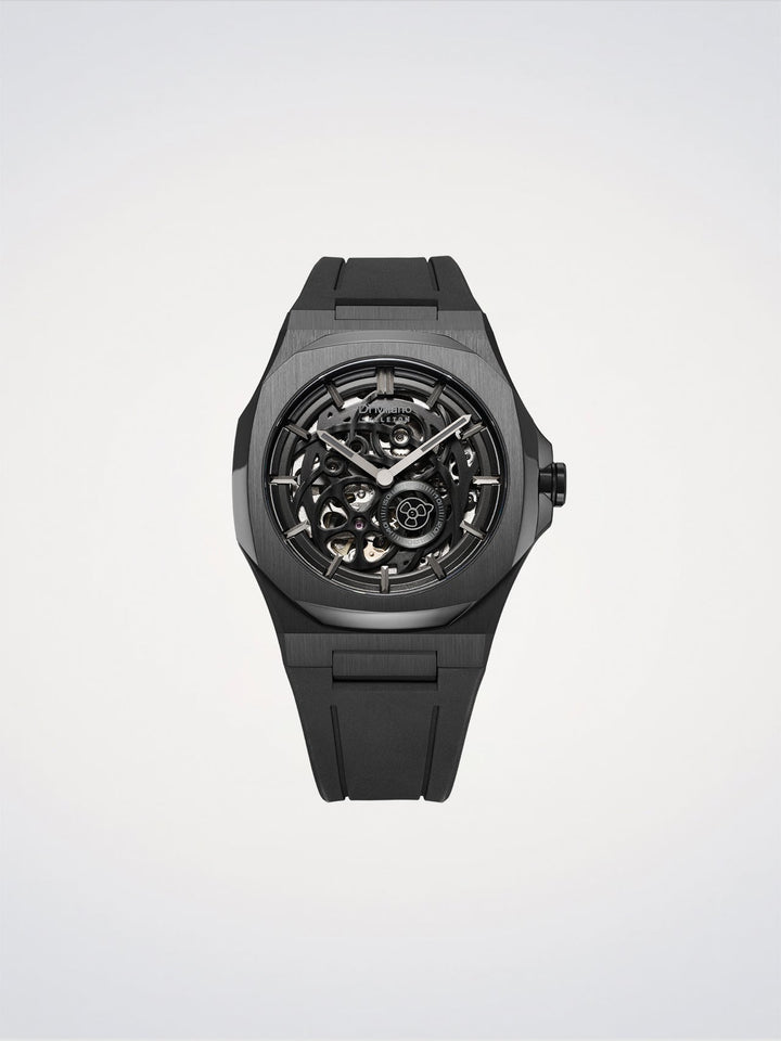 D1 Milano Jet Black Skelettgummi 41,5 mm D1-SKRJ17