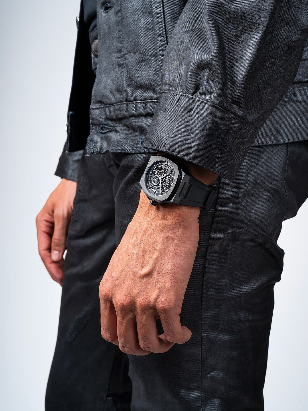 D1 Milano Jet Black Skelettgummi 41,5 mm D1-SKRJ17