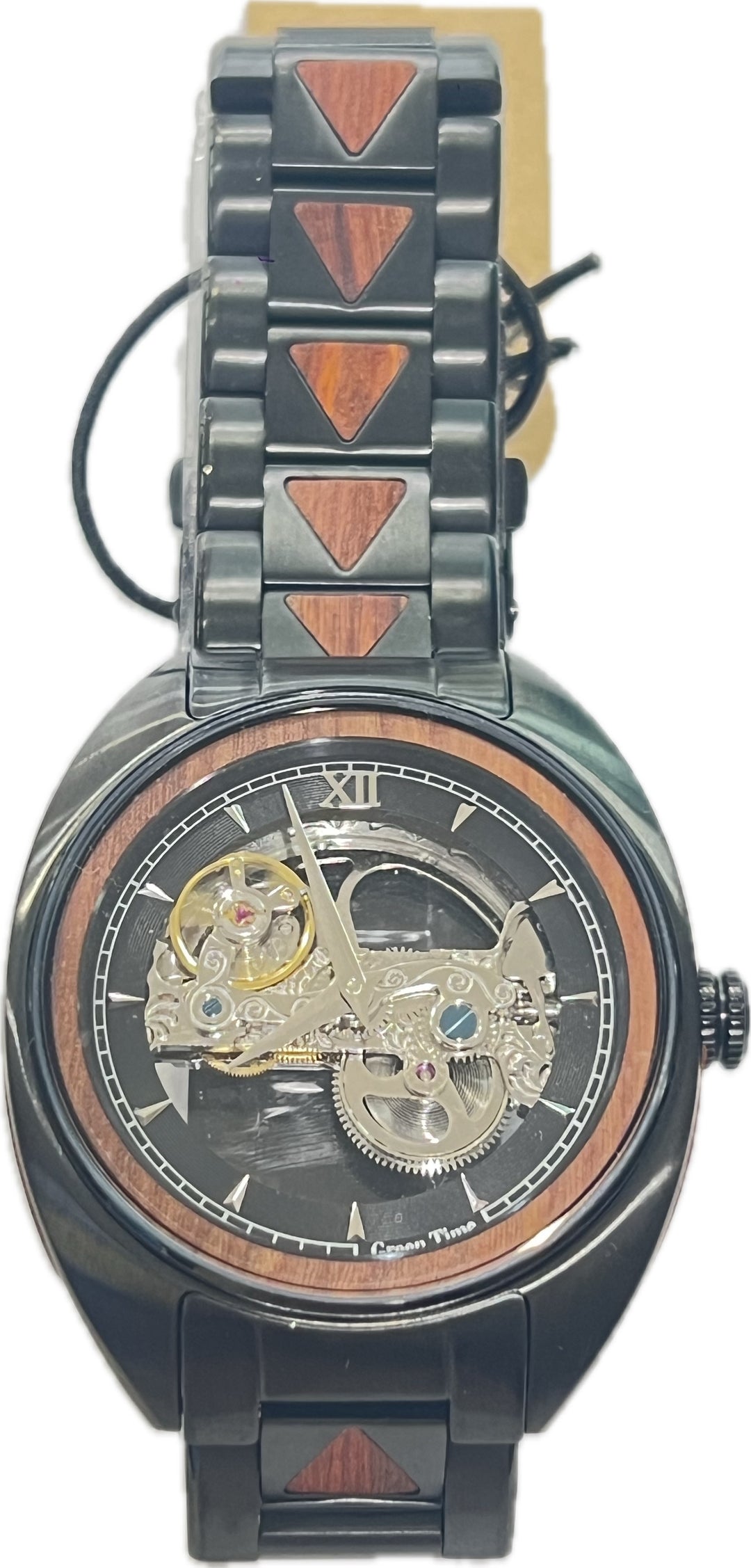 Grüne Zeit Automatische Limited Edition Watch 500PZ 47mm Skelett automatisch Stahl Finish PVD Schwarzes Holz Zw188b