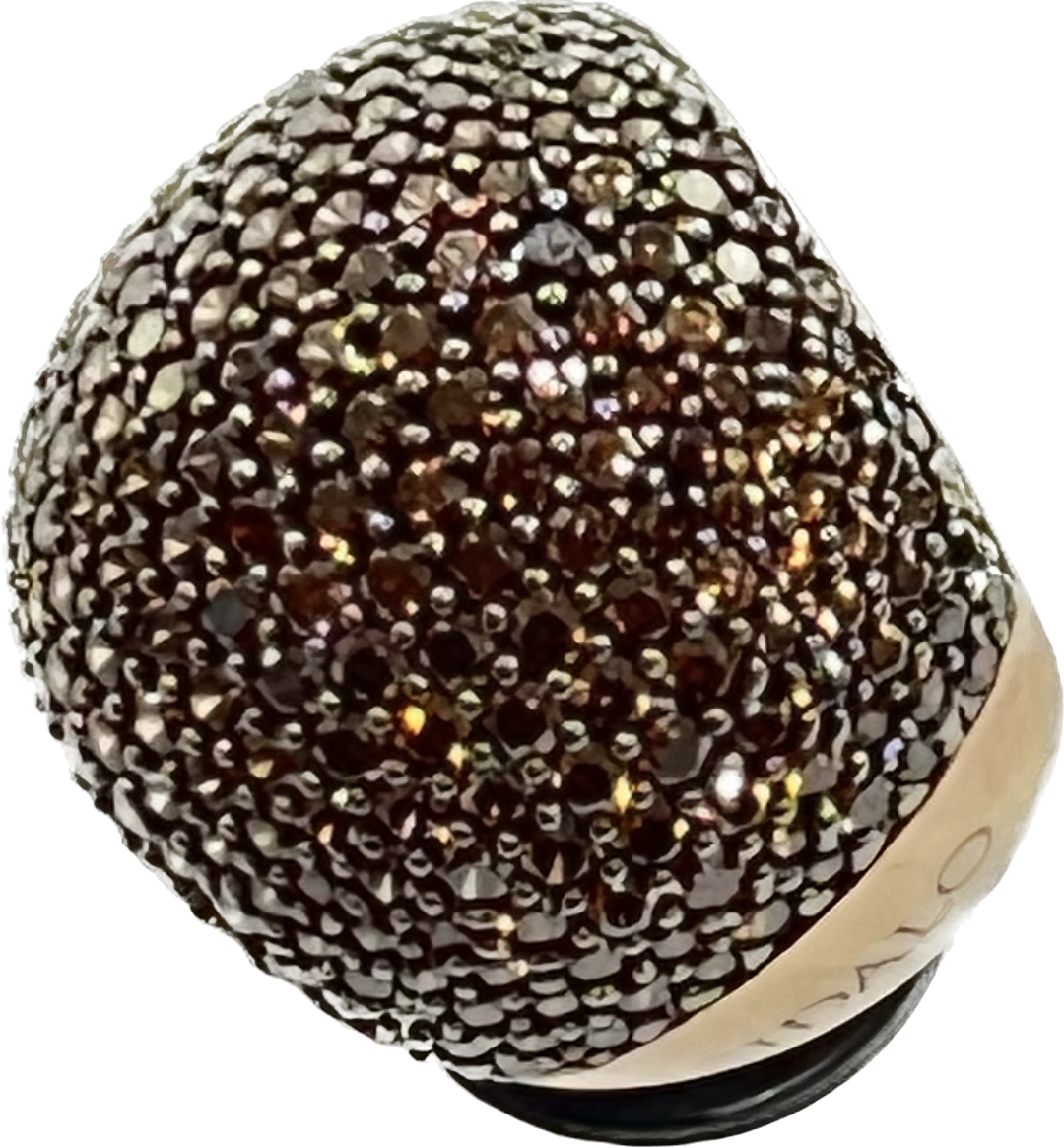 Sidalo Pavè Brown Ring Silver 925 Afwerking PVD Gold Rosa Cubic Zirconia M4425-BW