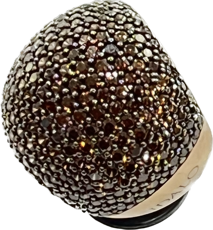 Sidalo Pavè Brown Ring Silver 925 Afwerking PVD Gold Rosa Cubic Zirconia M4425-BW